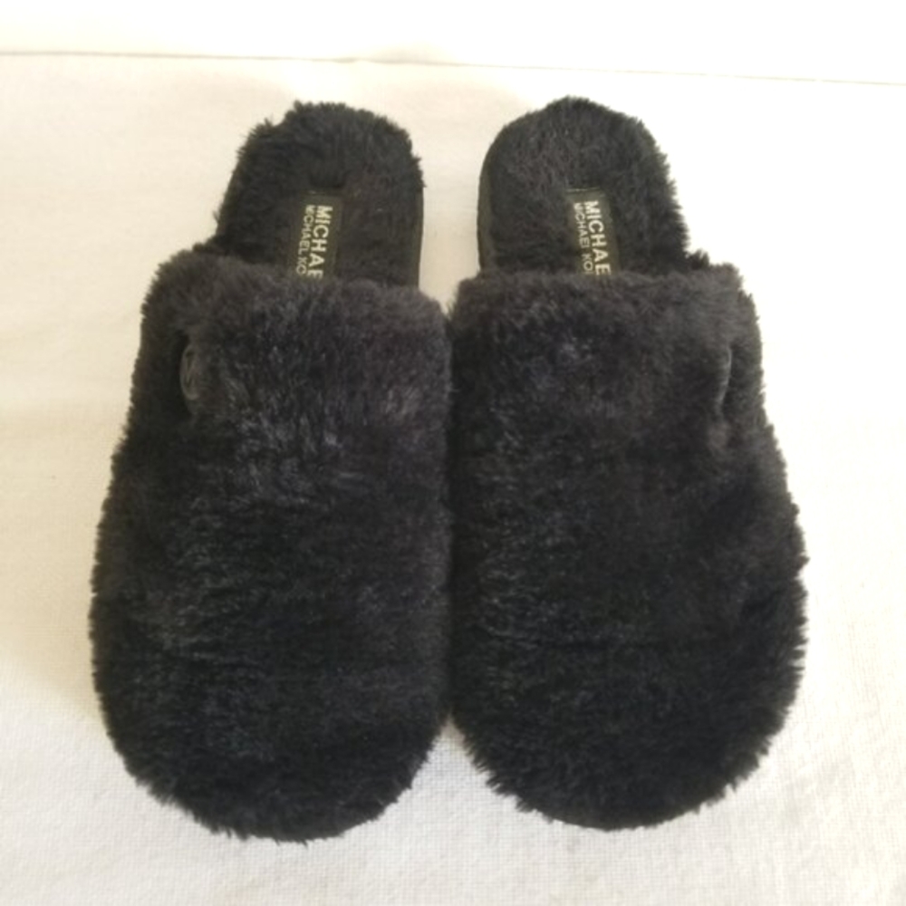 Michael Kors Black Faux Fur Slippers Size 7.5 - Picture 2 of 6